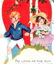 Valentine Greeting Antique Postcard Unposted Boy And Girl Poem Embossed - £8.00 GBP