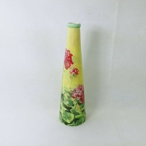 Vase Artist Carol Rowan Geraniums Collection Enesco Group Ceramic 12&quot; - £31.03 GBP