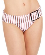 $55 WeWoreWhat Annie Pinstripe Hipster Bikini Bottoms Women&#39;s Swimsuit Red Small - £9.38 GBP