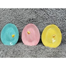 Set of 3 Williams Sonoma Spring Chick Easter Egg Shaped Ceramic Plates 7... - $28.42