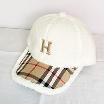 Embroidered H-Label Plush Warm Couple Hat Autumn And Winter Cashmere Baseball Ca - $13.00