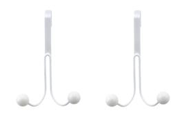 2 Pack Over The Door Hooks Metal White Bath Towels Clothing Pocketbooks ... - $8.42