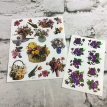 Vintage Floral Scrapbooking Stickers Flowers Seals Lot Of 2 Sheets AGC  - £9.38 GBP