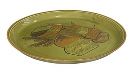 Vintage Los Angeles Potteries Cheese Platter Plate 14.5" Green USA #505 image 2