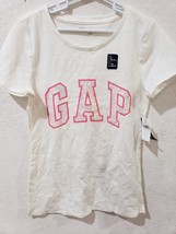 NWT Gap Kids Girls Ivory Pink Logo Sequins Tank Top Sleeveless L 10 - £9.56 GBP
