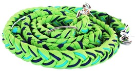 Horse Roping Knotted Tack Western Barrel Reins Nylon Braided Lime Turq 6... - $17.81