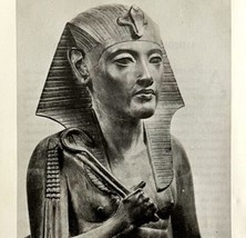 1942 Egypt Akhnaton Statue Historical Print Antique Ephemera 8x5  - £15.73 GBP