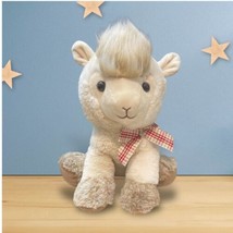 Baby Llama Plush Cream Tan w/ Plaid Bow Sitting Stuffed Animal 11” Walmart - $16.26