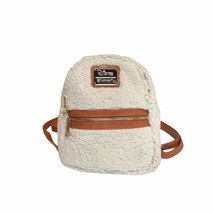 Disney Loungefly Frozen Sherpa Faux Leather Mini Backpack Handbag White 917A - £37.41 GBP