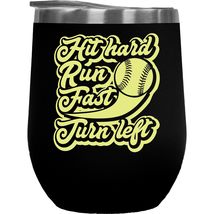 Hit Hard, Run Fast, Turn Left. Funny Gift For Softball Or Baseball Player Mom, D - £21.76 GBP