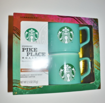 Starbucks 11 oz Mugs With Pikes Place Roast Ground Coffee Pouch Gift Set NIB - £31.60 GBP