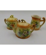 Art Nouveau Czecho Slovakia Tea Pot Creamer Sugar Bowl Hand Painted Pott... - £38.65 GBP
