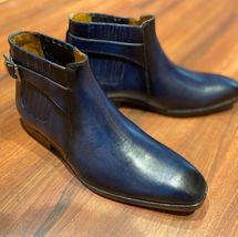 Handmade men&#39;s blue shaded cowhide leather ankle strap boots US 5-15 - £117.98 GBP+
