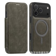 Case for iPhone 14 Pro (Color: Titanium Gray)  Magnetic Leather Wallet ... - $60.99