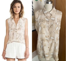 Equipment Femme Nude Silk Snakeskin Print Sz M Sleeveless Blouse Top - £26.67 GBP