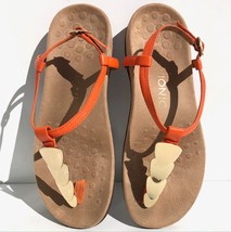 Vionic Miami Sandal Women size 7 Thong Ankle Strap w/Buckle Orange Gold Hardware - £22.66 GBP