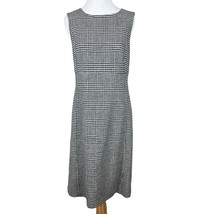 Boden British Tweed Dress 8L Wool Houndstooth Mod 60’s Navy White Sheath 8 Long - £55.06 GBP