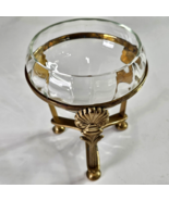 Vintage Brass Vase Orb Holder with Clear glass vase  seashell motif 6x5i... - $380.13 MXN