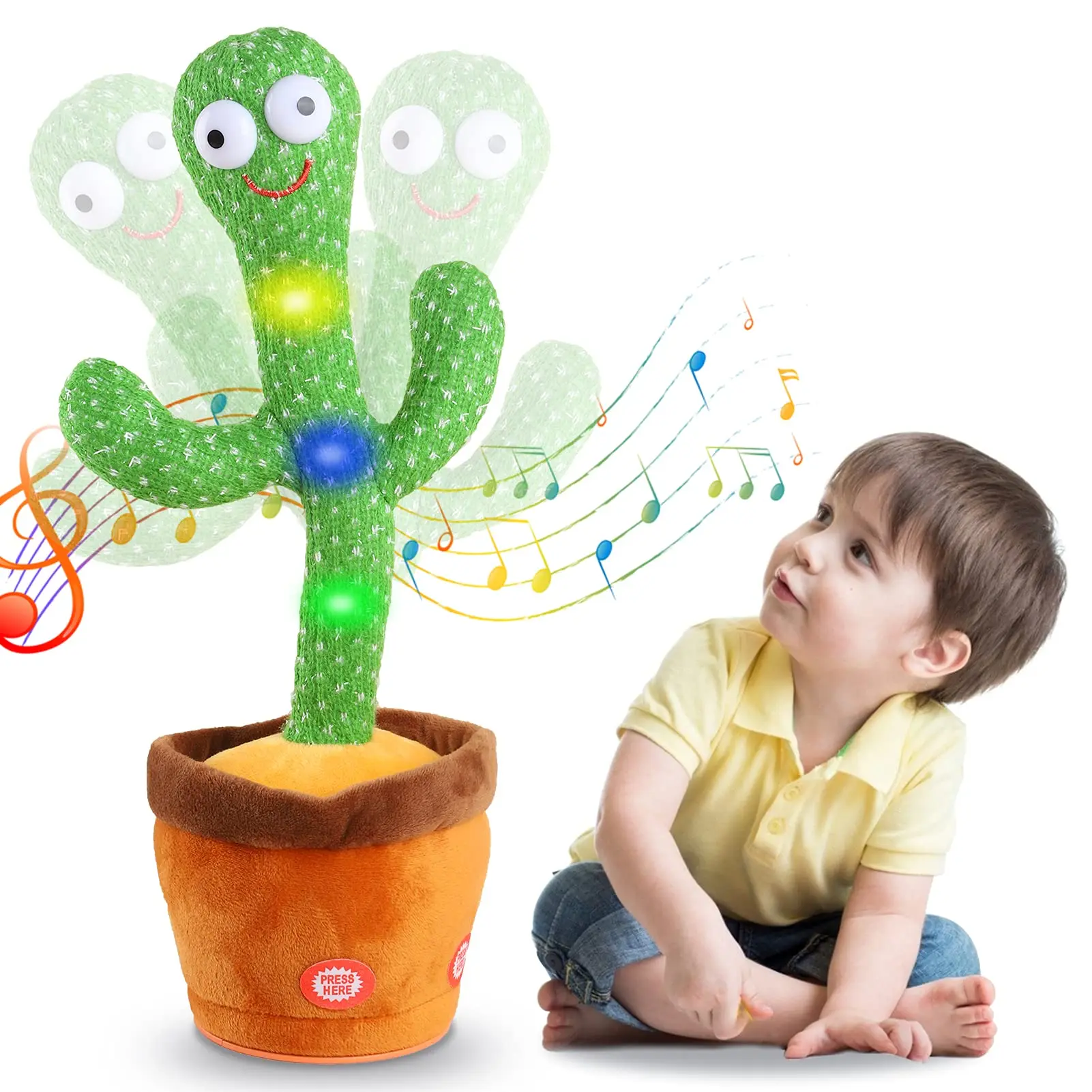 Kids Dancing Talking Cactus Toys Singing Mimicking Recording Repeating What You - £12.91 GBP