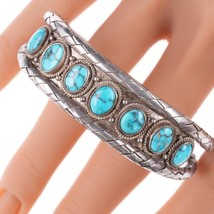 40&#39;s-50&#39;s Vintage Native American Braided Silver and turquoise bracelet - £542.08 GBP