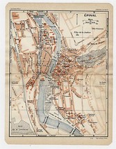 1930 Original Vintage City Map Of Epinal / Vosges / France - $23.10