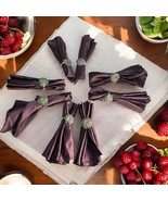Set 8 Floral Cluster Teardrop Shaped Jewel Napkin Rings &amp; Jubilee Plum N... - $37.40