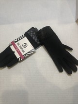 NEW Isotoner  Women&#39;s Black  Fleece Lined Faux Leather Cuff Gloves Sz Xs/s - £24.51 GBP