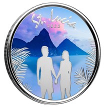 1 Oz Silver Coin 2022 EC8 Saint Lucia $2 Scottsdale Mint Color Proof - C... - $127.40