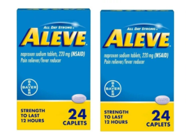 Aleve Naproxen Sodium Pain Reliever 24  Caplets Exp 2025 Pack of 2 - $15.83