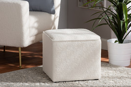 Walsh Ivory Boucle Upholstered Ottoman - $1,745.70 MXN