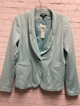 Apt 9 Womens Ponte Blazer Jacket Blue Shawl Collar Stretch Lined Large New - $9.89