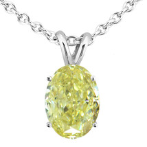 Diamond Solitaire Pendant Natural Yellow Oval Treated 14K White Gold 1 Carat - £1,114.55 GBP