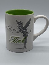 Tinkerbell Coffee Mug Raised 3D Tink White Green 16oz Disney World Souvenir - £6.58 GBP