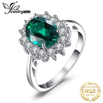 Princess Diana Simulated Green Emerald Engagement Ring Kate Middleton Crown 925  - £16.76 GBP