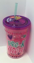 Kipp Brothers Reusable BPA Free 10oz &quot;Pre-K Diva&quot; Printed Cup W/Straw - £7.06 GBP