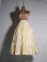 Layered Tulle Lace Skirt Yellow Wedding Lace Tulle Skirt Holiday Skirt Plus Size image 7