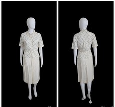 Vintage 1930s Juniors Fashion Carole King cream fitted jacket &amp; Skirt Su... - €158,06 EUR