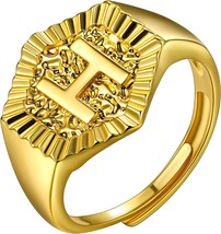 Initial (H) Ring Gold Plated Statement for Women and Men - £22.46 GBP