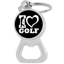 I Love Golf Bottle Opener Keychain - Metal Beer Bar Tool Key Ring - £8.42 GBP