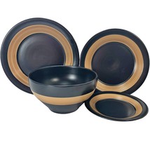 Pfaltzgraff Concentric Black Brown Wood Rings Banding Dinnerware Pieces - £7.90 GBP+