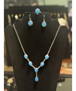 Chalcedony Earrings Necklace And Adjustable Ring Set - $748.86 MXN