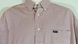 Daniel Cremieux Dark Red Checked Men&#39;s Long Sleeve Casual Dress Shirt Size L - £9.56 GBP