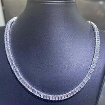 35 ct Created Emerald Cut Diamond Womens Tennis Necklace 14K White Gold Plated - $345.48