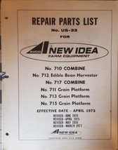 New Idea Repair Parts List Manual for Various Combines and Grain Platforms - $16.83