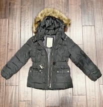 Zara Girls Down Jacket Collection Black Puffer Jacket with Buckle Size 9-10 - $41.83