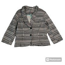 CAbi Women&#39;s Du Jour Blazer Jacket in Black/White Geometric Circles Prin... - $44.99