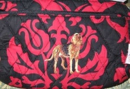 Quilted Fabric BLOODHOUND Dog Breed Damask Zipper Pouch Cosmetic Bag - £9.47 GBP