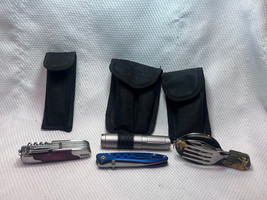 Camping Survivalist Lot NRA Flashlight Knife Multi tool &amp; Folding HOBO U... - $29.65