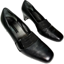 Trotters Beth women&#39;s Black Leather Slip-on 2 inch Pumps size 6.5M - $438.56 MXN