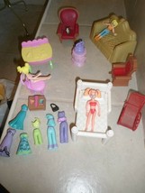 lot of 24 polly pocket dolls, clothes, pet, furniture, mattel + other brands - £11.52 GBP